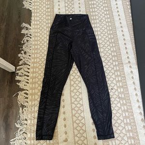 zebra print black leggings